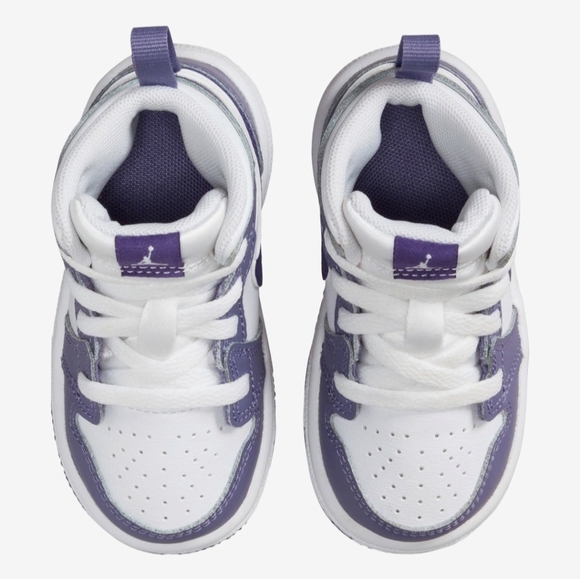 Bling Nike Jordan 1 Mid Shoes Girls Toddler Baby Custom Sneakers With Crystals - Picture 4 of 5